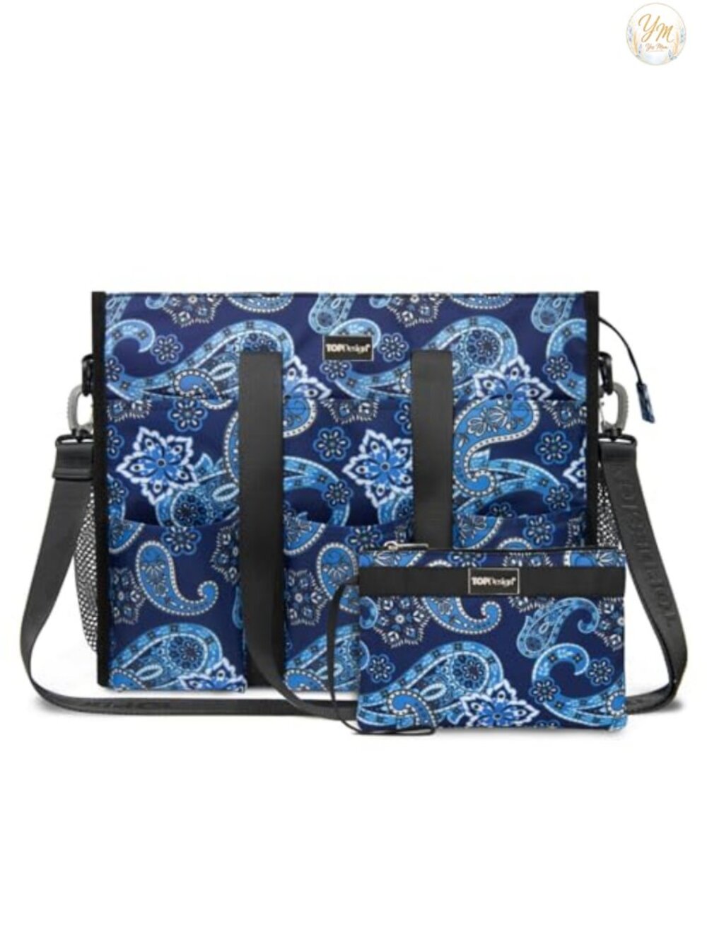 Set of 2 Water Resistant Polyester Tote Bags with Zipper Closure 22 Pockets